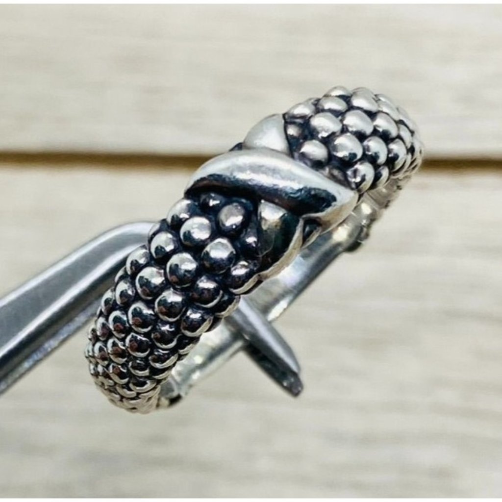 Lagos Caviar X Ring Sterling Silver 925 Size 7.5